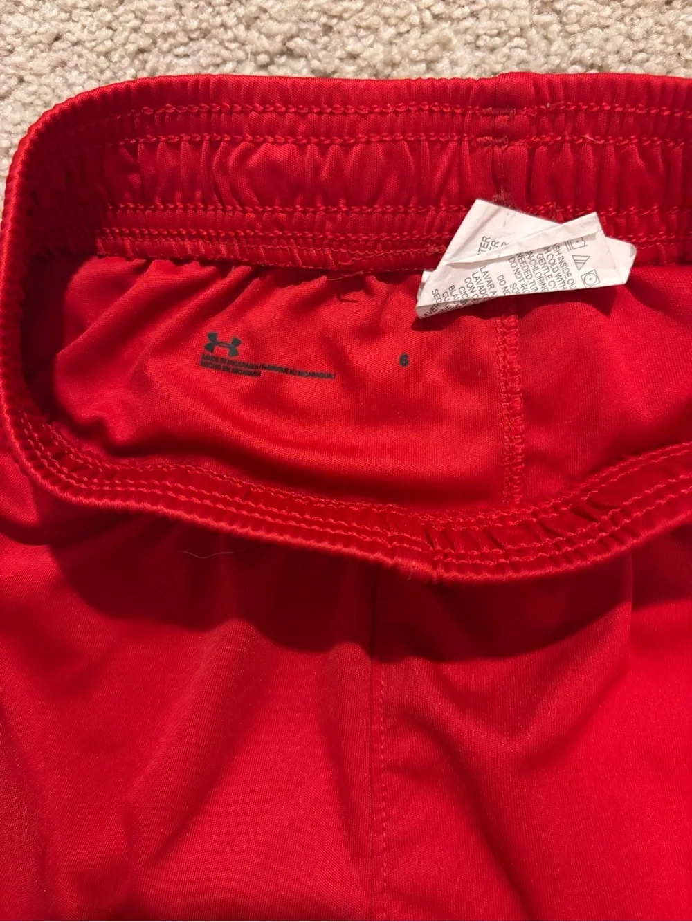 Under Armour Black Tee with Red Logo and Red Shorts